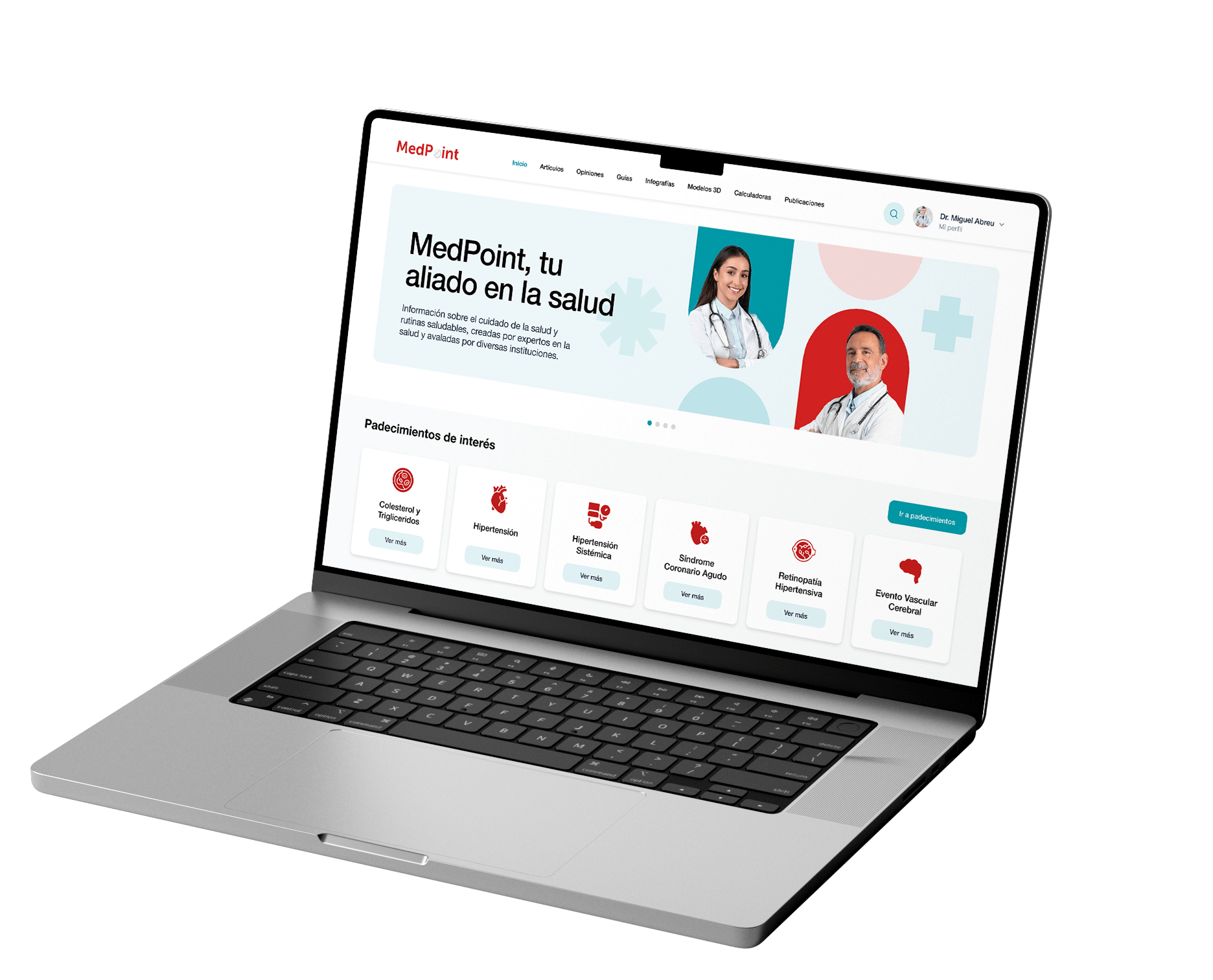 Vista de MedPoint en laptop